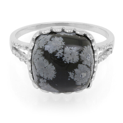 Anello in argento con Ossidiana Fiocco di Neve