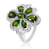 Anello in argento con Diopside Russo