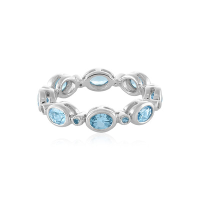 Anello in argento con Topazio Blu Svizzero