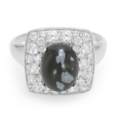 Anello in argento con Ossidiana Fiocco di Neve