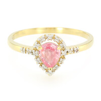 Anello placcato in oro con Zaffiro Padparadscha