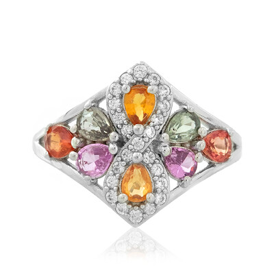 Anello in argento con Zaffiro Fancy