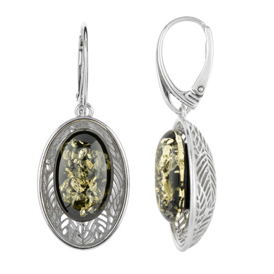 Orecchini in argento con Ambra Baltica Verde (dagen)