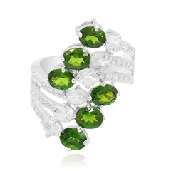 Anello in argento con Diopside Russo