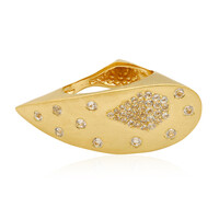 Anello placcato in oro con Topazio Bianco