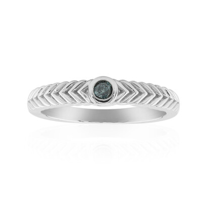 Anello in argento con Diamante Blu Cielo I1