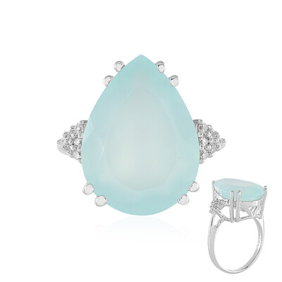 Anello in argento con Calcedonio Acqua
