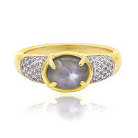 Anello in oro con Zaffiro Stellato Blu Argento