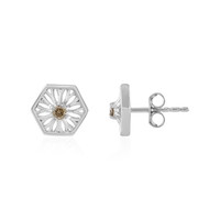 Orecchini in argento con Diamante Champagne I2