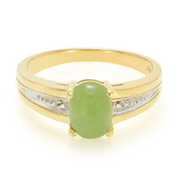 Anello placcato in oro con Crisoprasio Imperiale