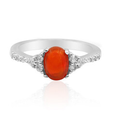 Anello in argento con Opale Rosso dell'Etiopia