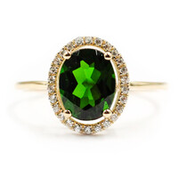 Anello in oro con Diopside Russo