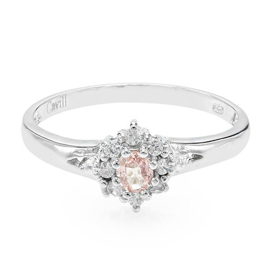 Anello placcato in platino con Zaffiro Padparadscha