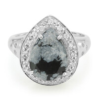 Anello in argento con Ossidiana Fiocco di Neve