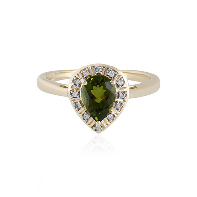 Anello in oro con Tormalina Verde Brasiliana