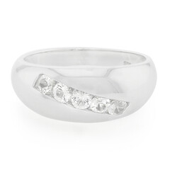 Anello da uomo in argento con Topazio Bianco