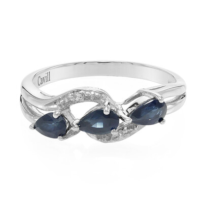 Anello placcato in platino con Zaffiro della Birmania
