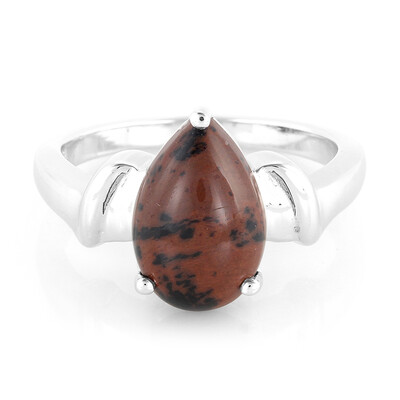 Anello in argento con Ossidiana Mogano