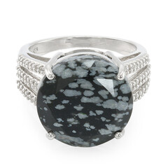 Anello in argento con Ossidiana Fiocco di Neve