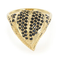 Anello placcato in oro con Spinello Nero