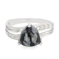 Anello in argento con Ossidiana Fiocco di Neve