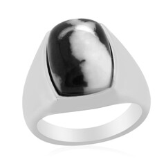 Anello da uomo in argento con Ossidiana Fiocco di Neve