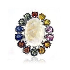 Anello in argento con Pietra di Luna Arcobaleno