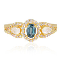 Anello in argento con Cianite Blu Foglia di Tè