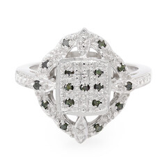 Anello in argento con Diamante Verde Smeraldo