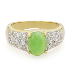 Anello placcato in oro con Crisoprasio Imperiale
