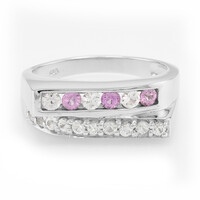 Anello in argento con Zaffiro Rosa Ceylon e Zaffiro Bianco