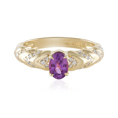 Anello in oro con Zaffiro Ceylon Porpora (non riscaldato) (de Melo)