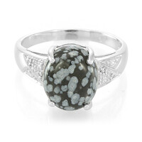 Anello in argento con Ossidiana Fiocco di Neve