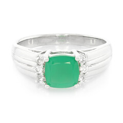 Anello da uomo in argento con Calcedonio Verde