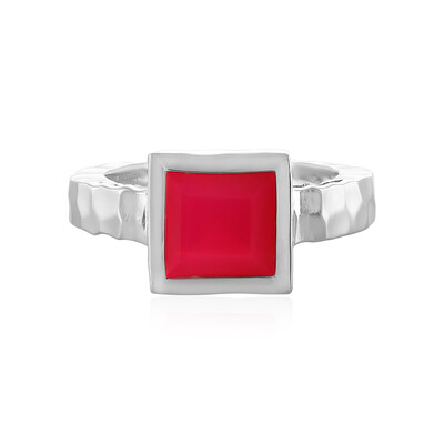 Anello in argento con Calcedonio Lampone (MONOSONO COLLECTION)