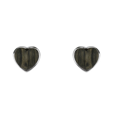 Orecchini in argento con legno fossile (dagen) - Cuore