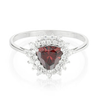 Anello placcato in platino con Zircone Rosso