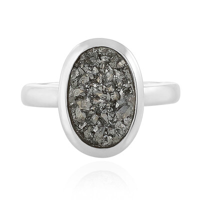 Anello in argento con Agata Glitter Nera
