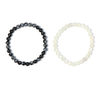 Set bracciali con Pietra di Luna Bianca &amp; Ossidiana Fiocco di Neve