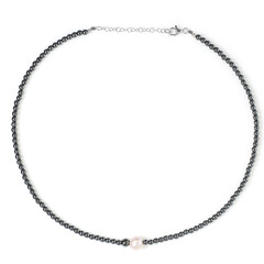 Collana in argento con Perla d'Acqua Dolce Bianca (Riya)