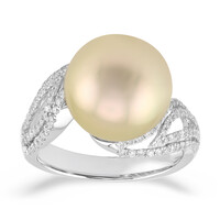 Anello in oro con Perla Dorata dei Mari del Sud Kabira (TPC)