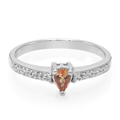 Anello placcato in platino con Zaffiro Padparadscha