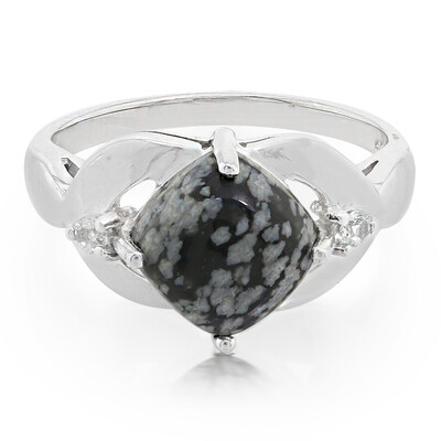 Anello in argento con Ossidiana Fiocco di Neve