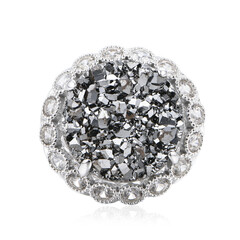 Anello in argento con Quarzo Nero Glitter