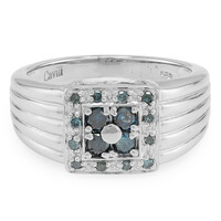 Anello da uomo placcato in platino con Diamante Fancy