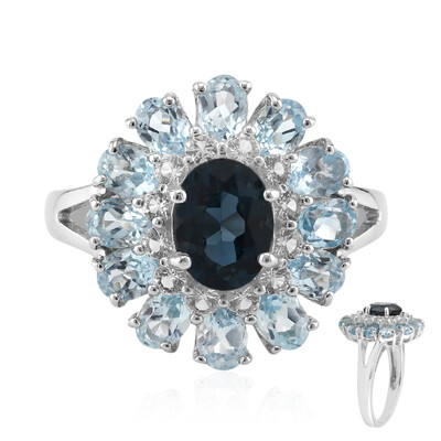Anello in argento con Topazio Blu Londra