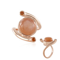 Anello in argento con Pietra di Luna Pesca (KM by Juwelo)