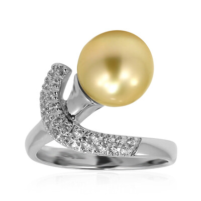 Anello in argento con Perla Dorata dei Mari del Sud Kabira (TPC)