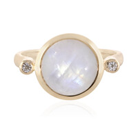 Anello placcato in oro con Pietra di Luna Arcobaleno