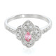 Anello placcato in platino con Zaffiro Padparadscha